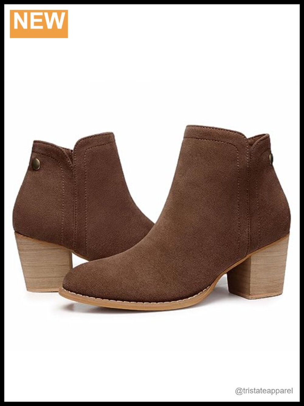 Women's Ankle Boots Suede-Like Almond Toe Chunky Low Block Heel Booties